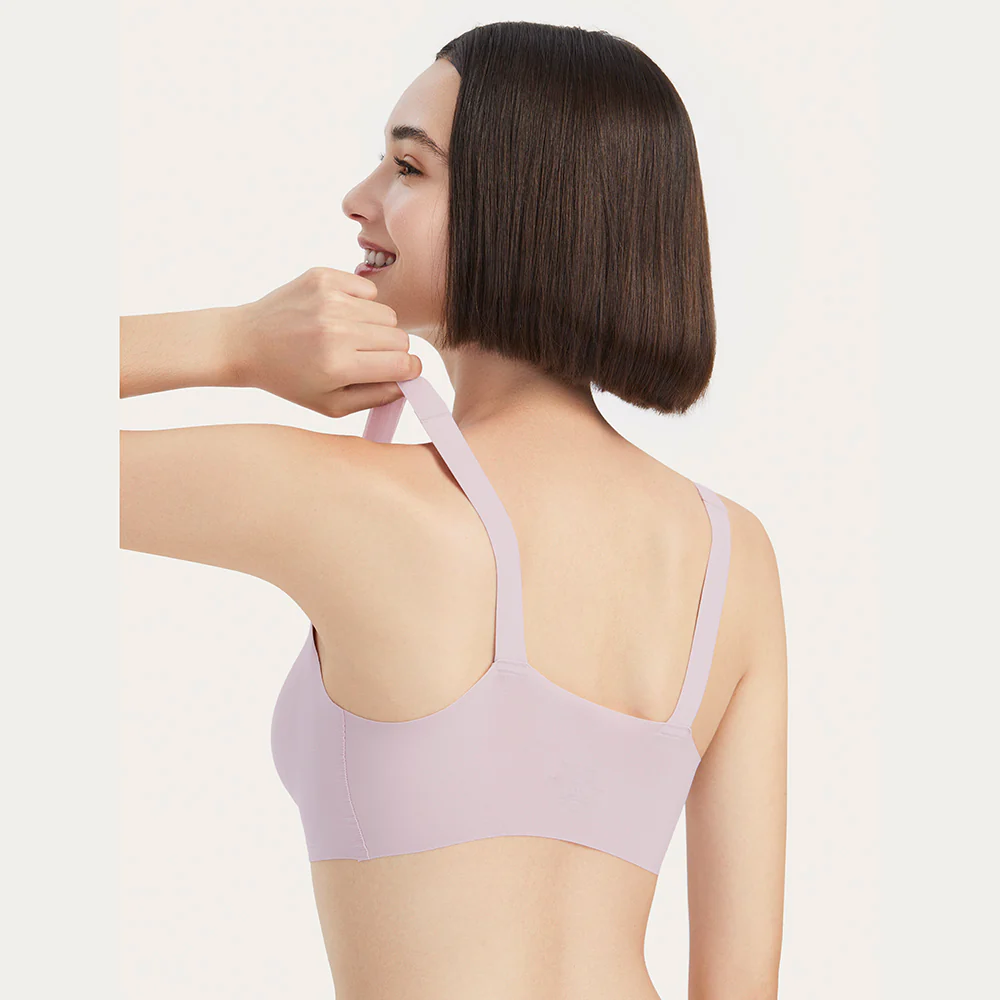 Ubras Seamless Deep V Scallop Edge Bra - Coconut Gray - Image 2