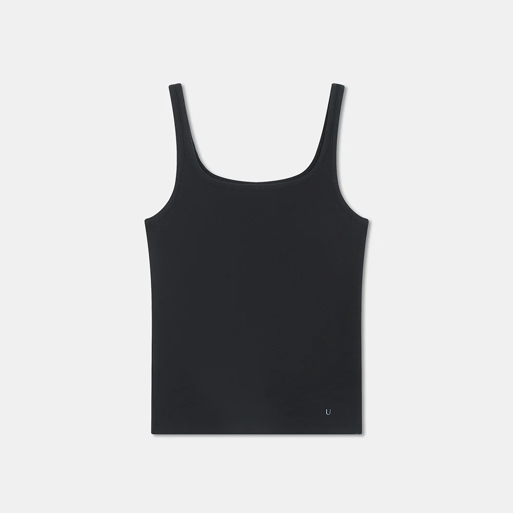 Ubras Simple Slim Fit Spaghetti Strap Tank Top - Black, Size M - Image 3