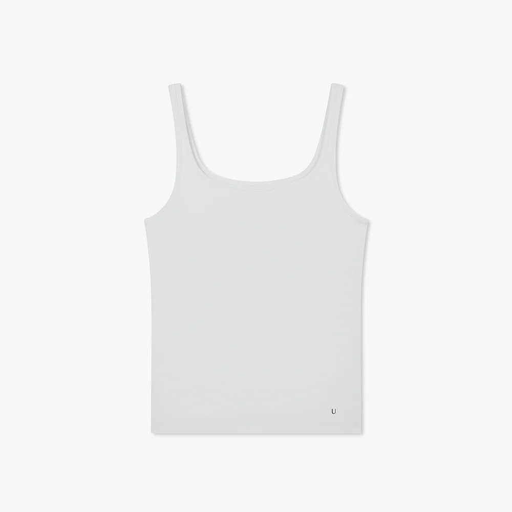 Ubras Simple Slim Fit Spaghetti Strap Tank Top - White, Size M - Image 3