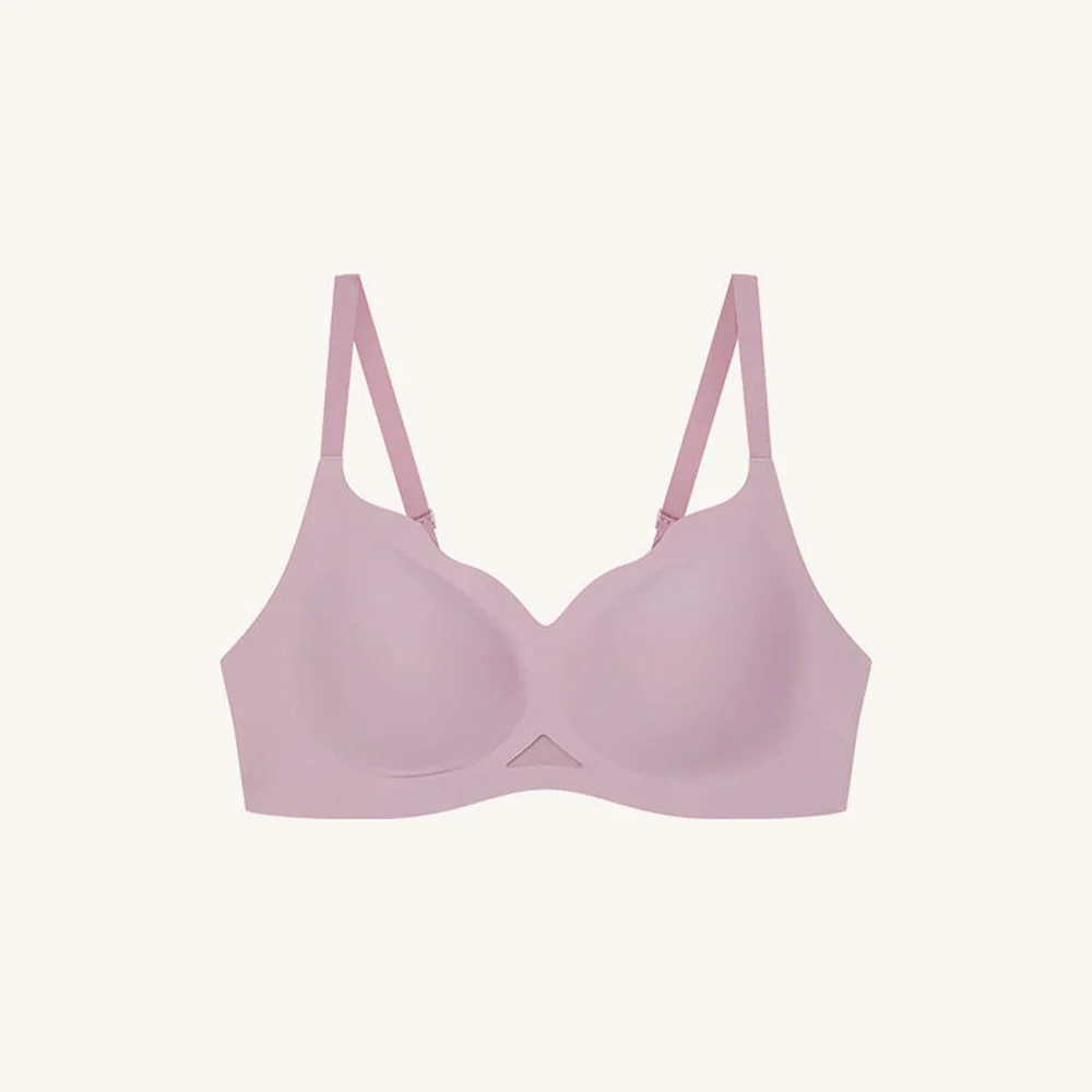 Ubras Soft Support Deep V Back Hook Bra - Rose Wine Color, Size L - Image 2