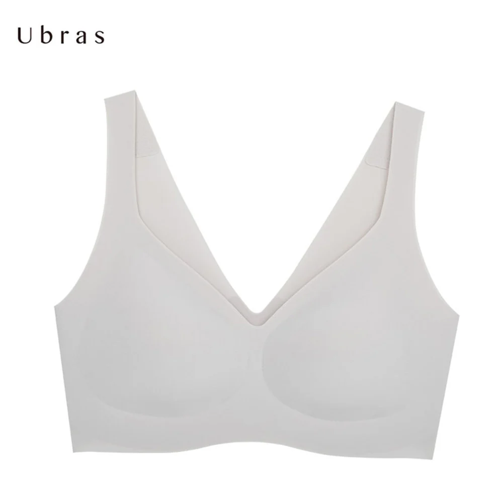 Ubras Soft Support V-Neck Back Hook Bra - White, Size L - Image 2