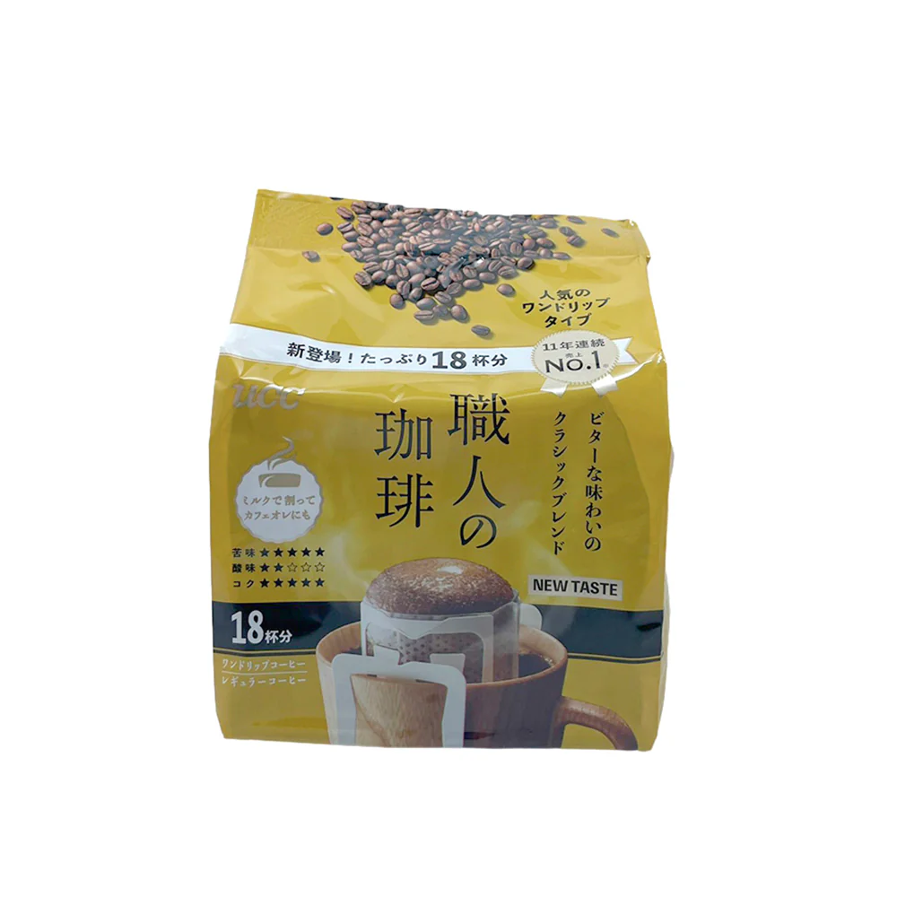 UCC Craftsman Classic Blend (Bitter) Drip Coffee – 18 Single‑Serve Pour‑Over Bags, 126g