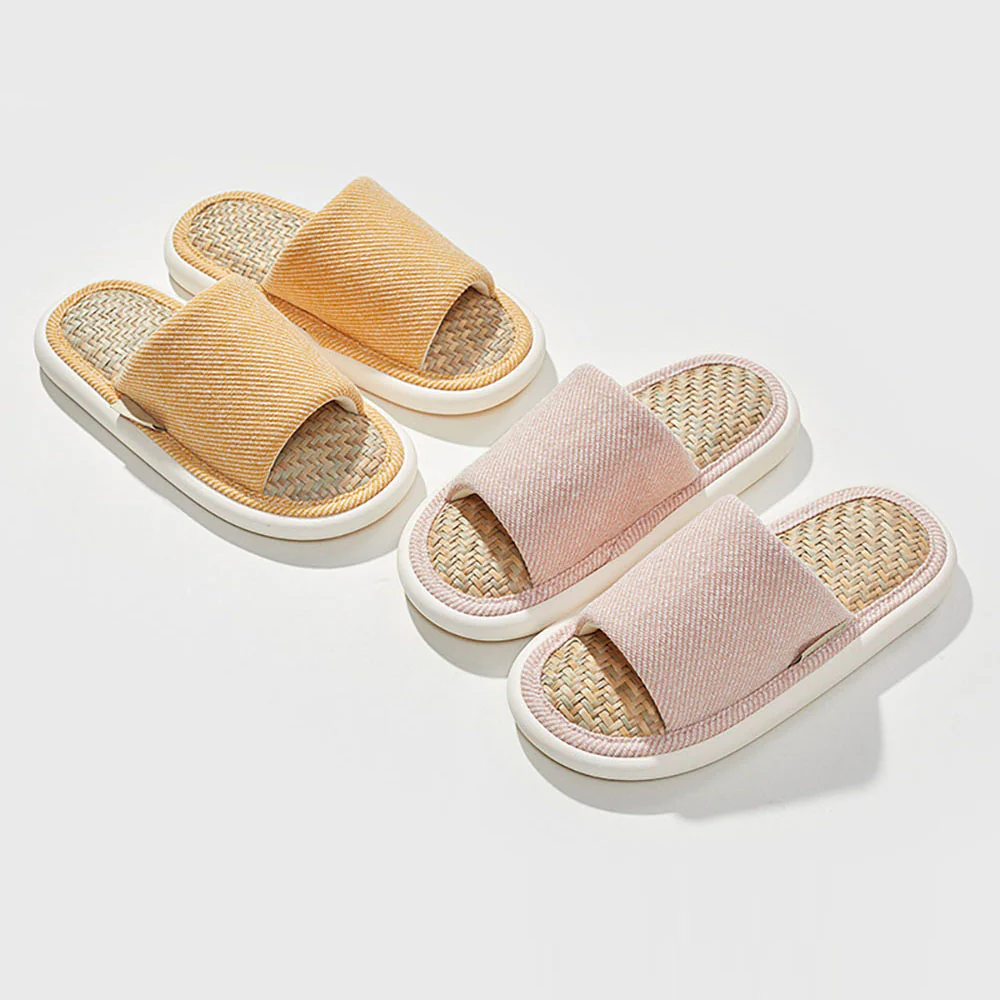 Uchoice Open-Toe Linen Slippers - Yellow, Size 40-41 - Image 3