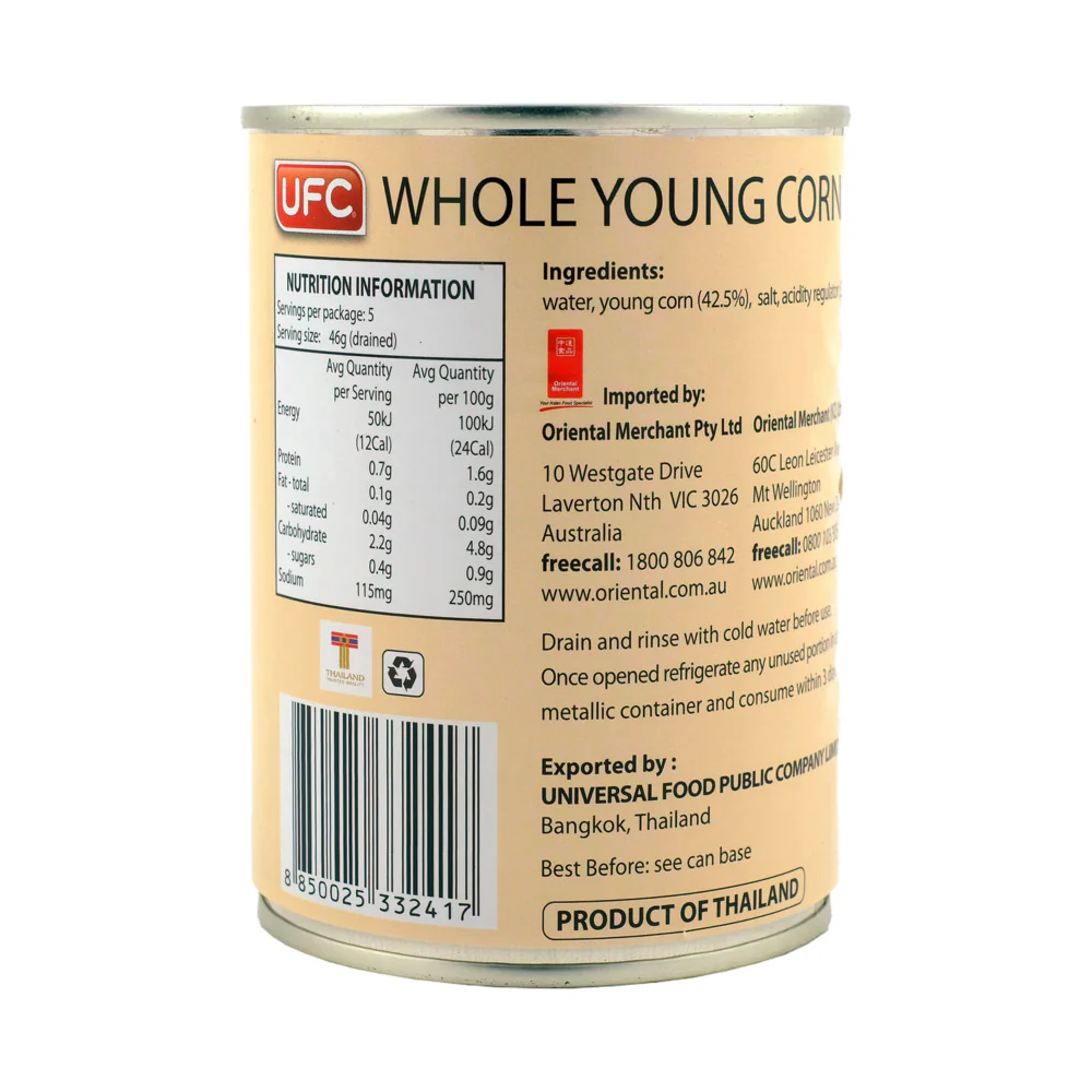 UFC Whole Young Corn (Baby Corn) 540g - Image 2