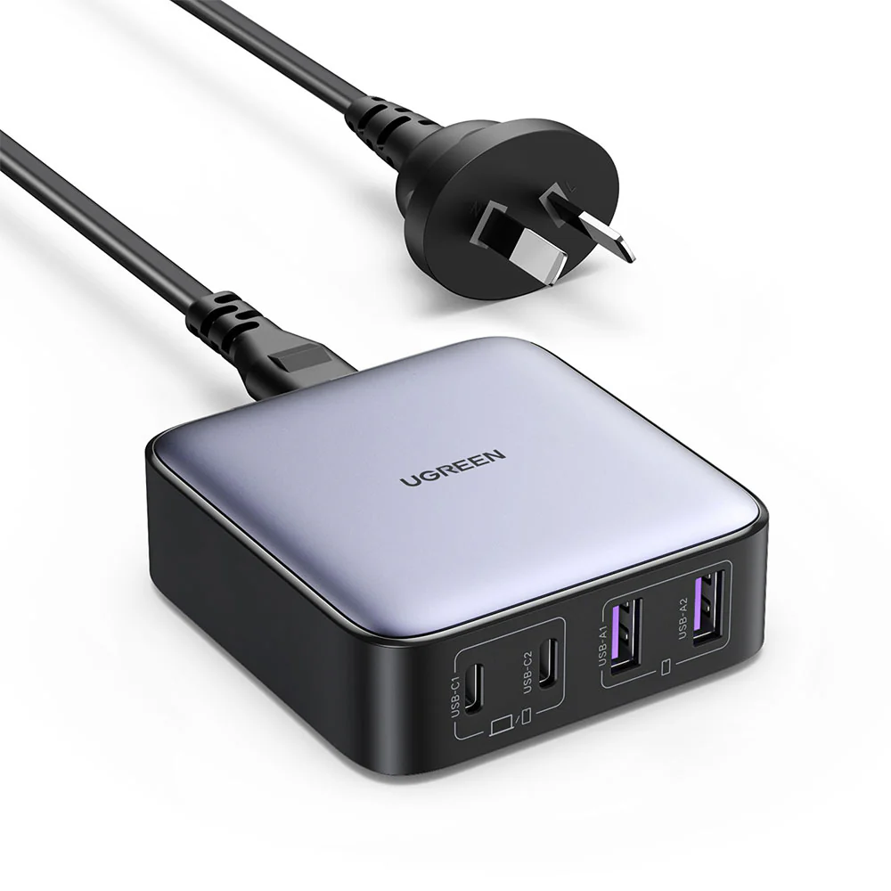 Ugreen 65W 2C2A GaN Desktop Charger - Space Gray, AU Plug CD327