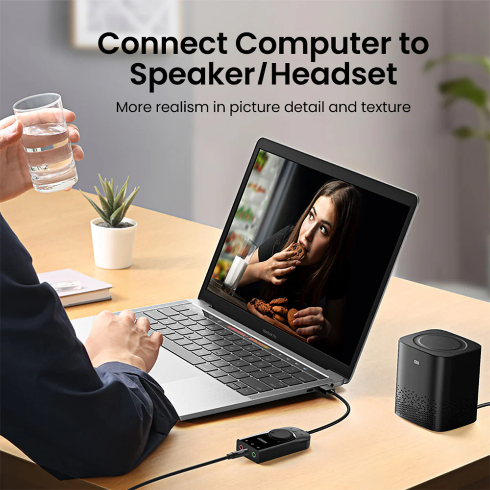 UGREEN CM129 USB External Stereo Sound Card Adapter - 15cm Black - Image 2