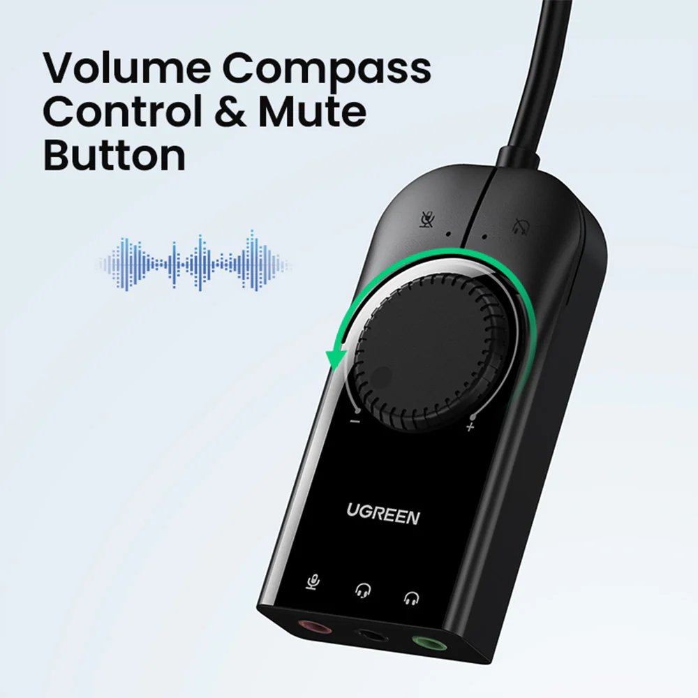 UGREEN CM129 USB External Stereo Sound Card Adapter - 15cm Black - Image 3