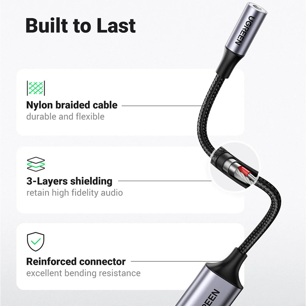 UGREEN USB 2.0 to 3.5mm Female Adapter Cable - 25cm - Image 3