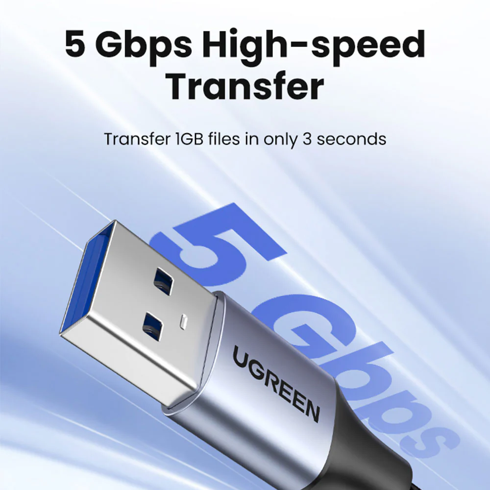 UGREEN USB 3.0 A Male to A Female Aluminum Extension Cable - 2m Black - Image 4