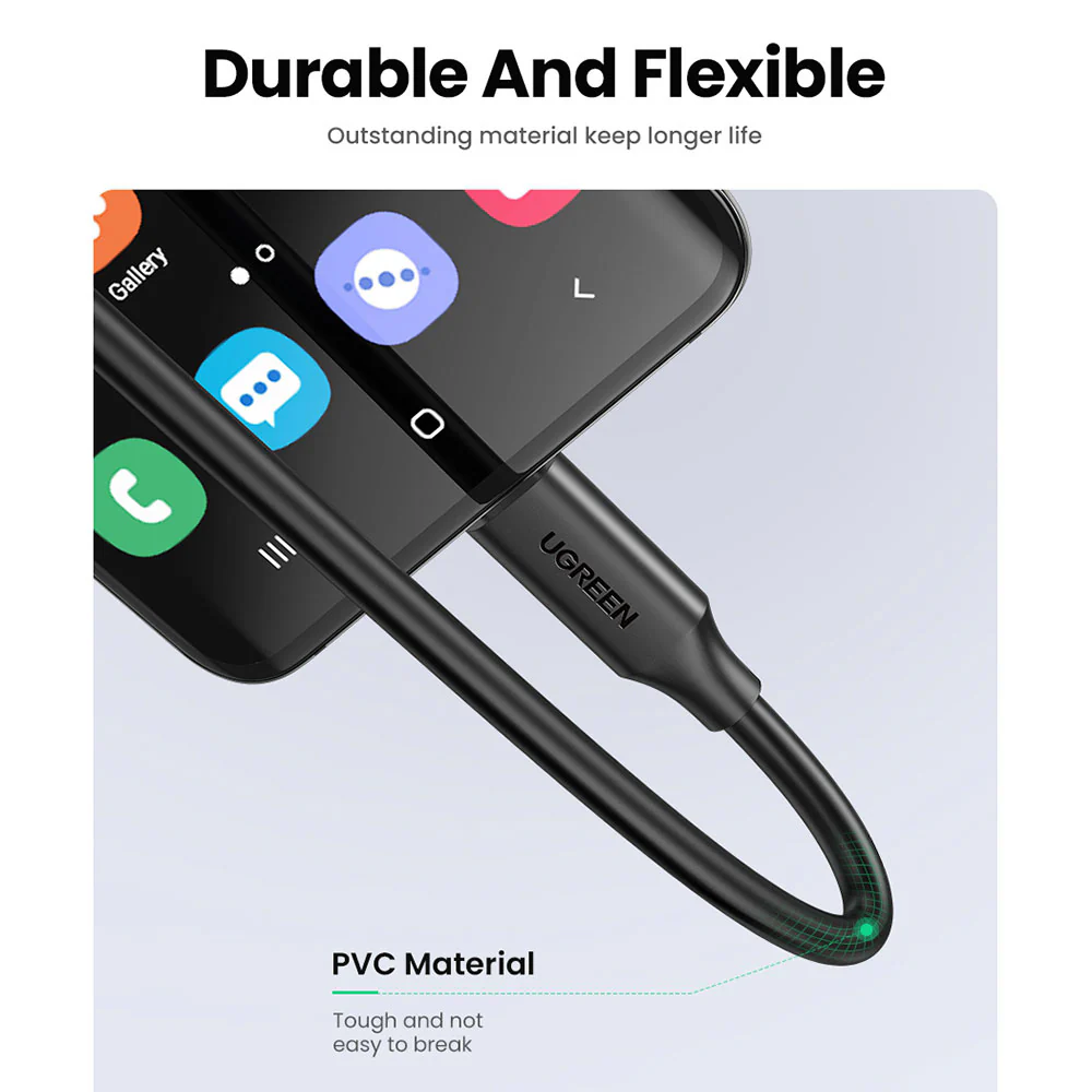 UGREEN USB-C Male to USB-C Female Extension Cable G2 - 1m Black - Image 2