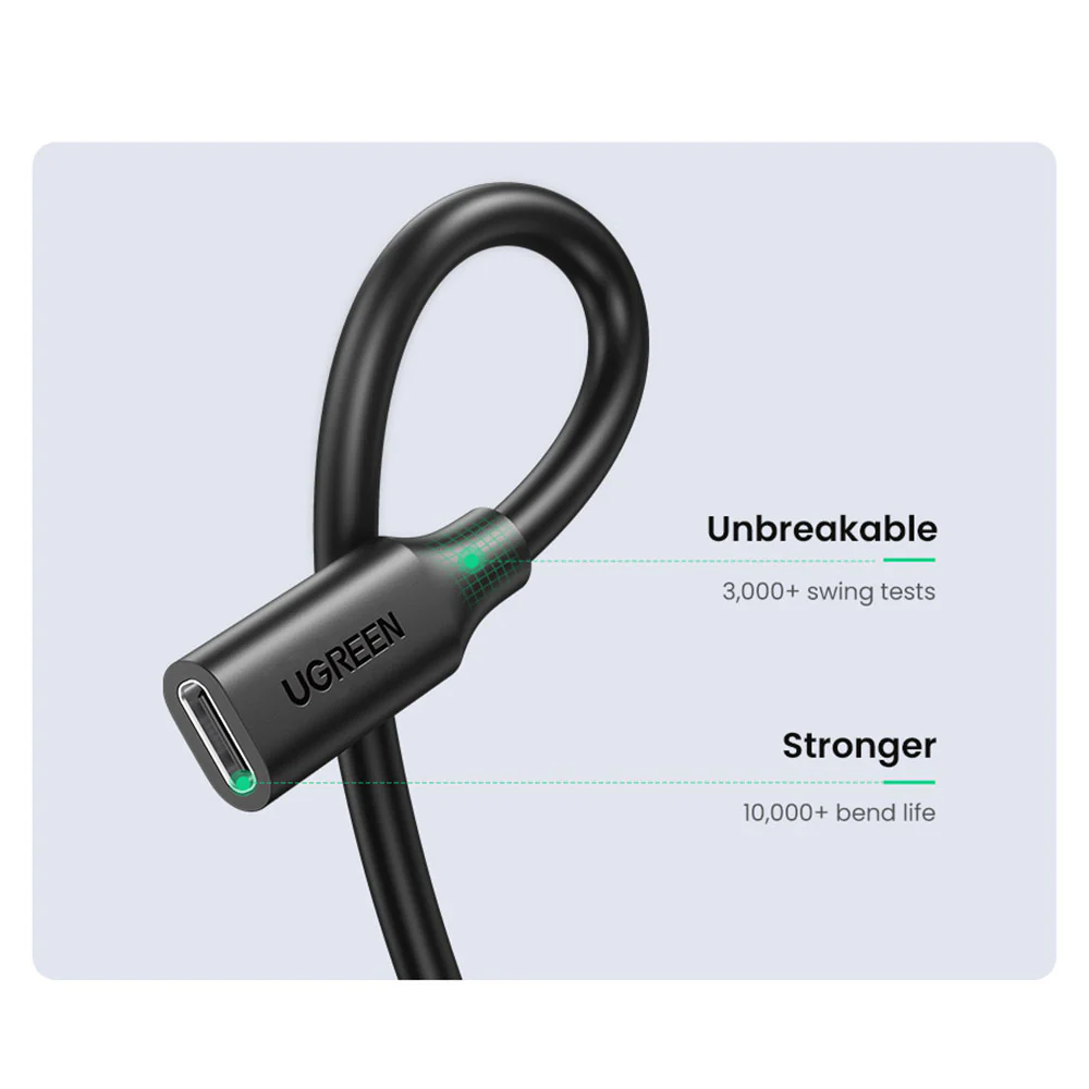 UGREEN USB-C Male to USB-C Female Extension Cable G2 - 1m Black - Image 5