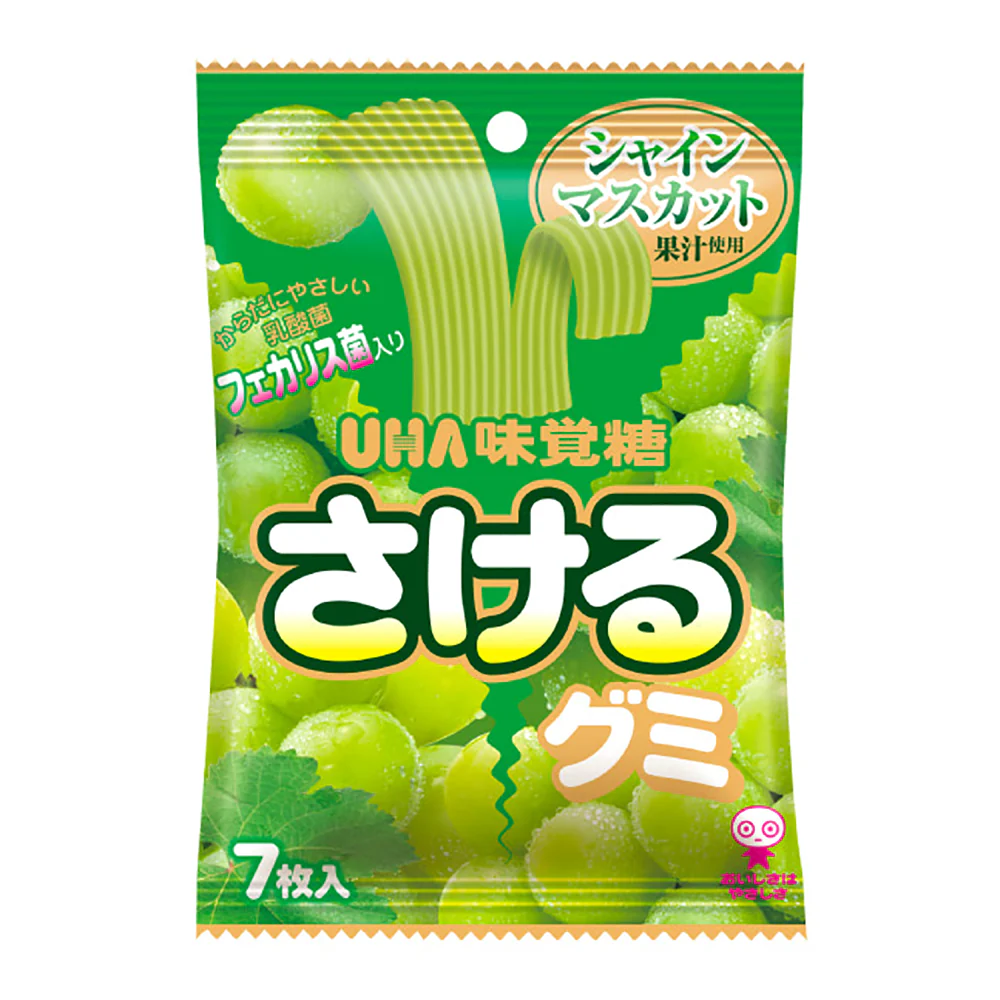 UHA Mikakuto Tearable Gummy Candy, Shine Muscat Grape Flavor, 48g