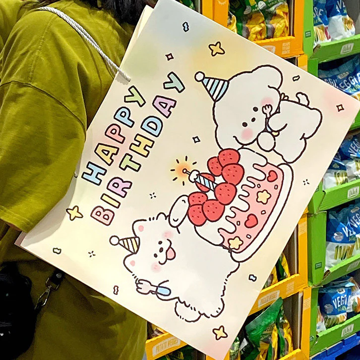 Ulife Birthday Gift Bag with Strawberry Cake and Puppy Design - Extra Large - Image 2