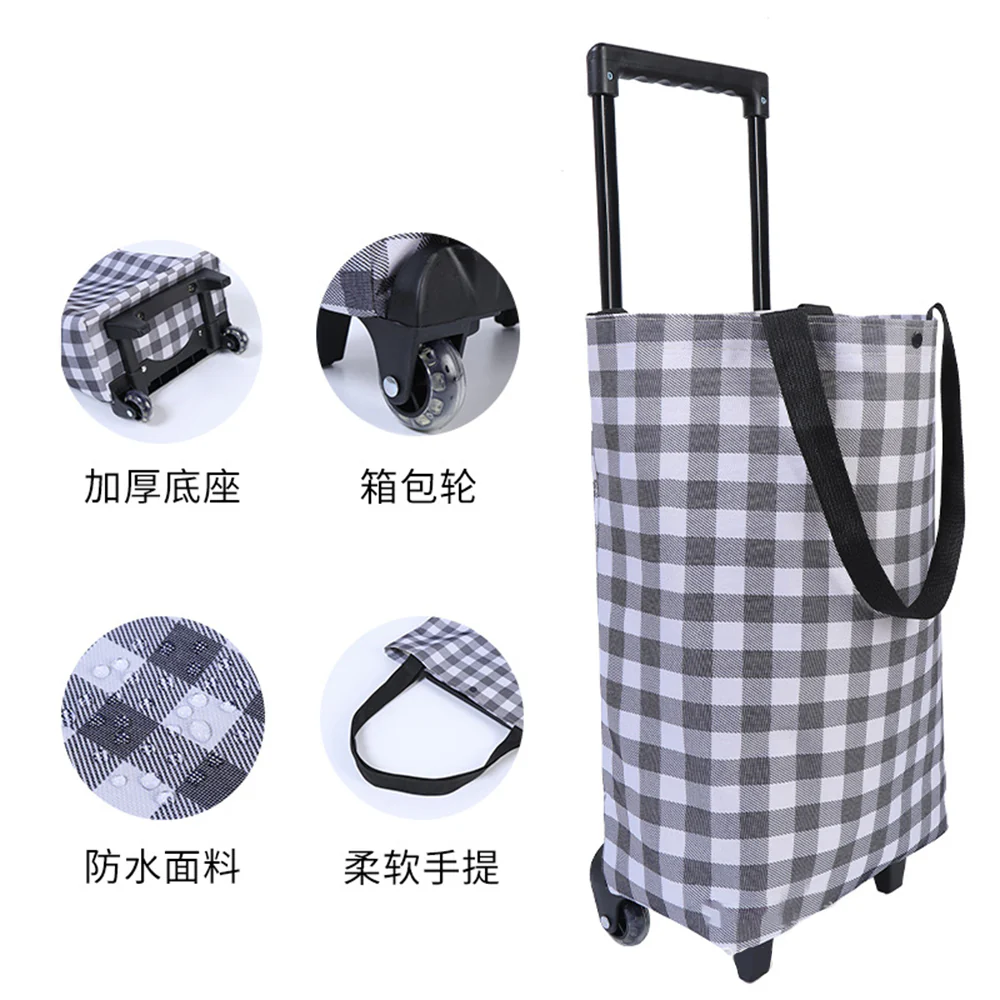 Ulife Expandable Trolley Shopping Bag - Black and White Checkered - Image 2