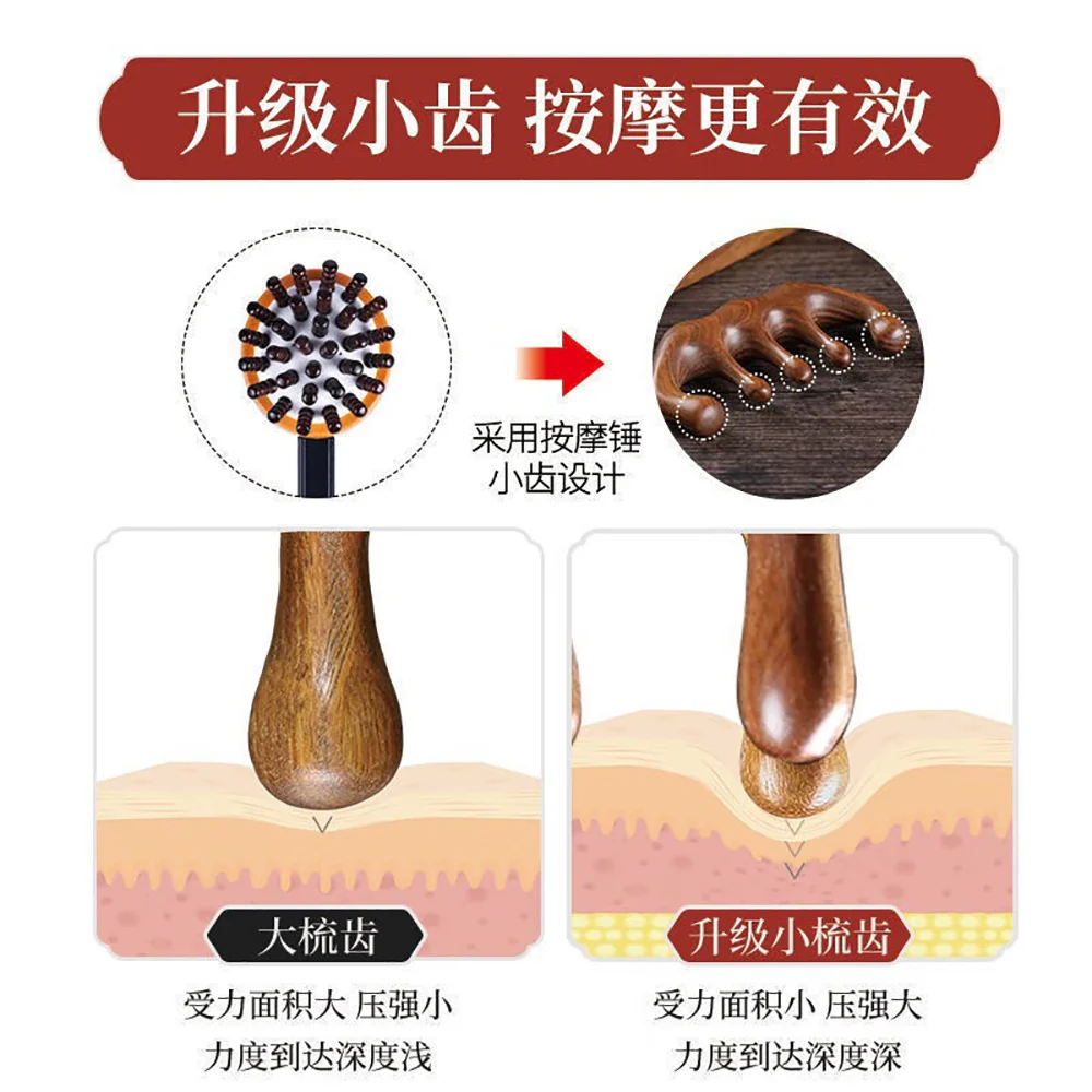 Ulife Five-Tooth Sandalwood Head Massage Comb - Image 4