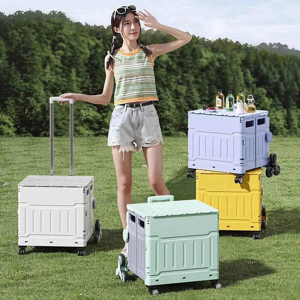 Ulife Foldable Shopping Cart - Dreamy Purple, Medium 50L - Image 3