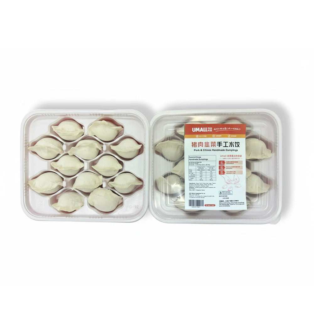 UMALL Pork & Chives Handmade Dumplings (Frozen) – 12 Pieces, 360g