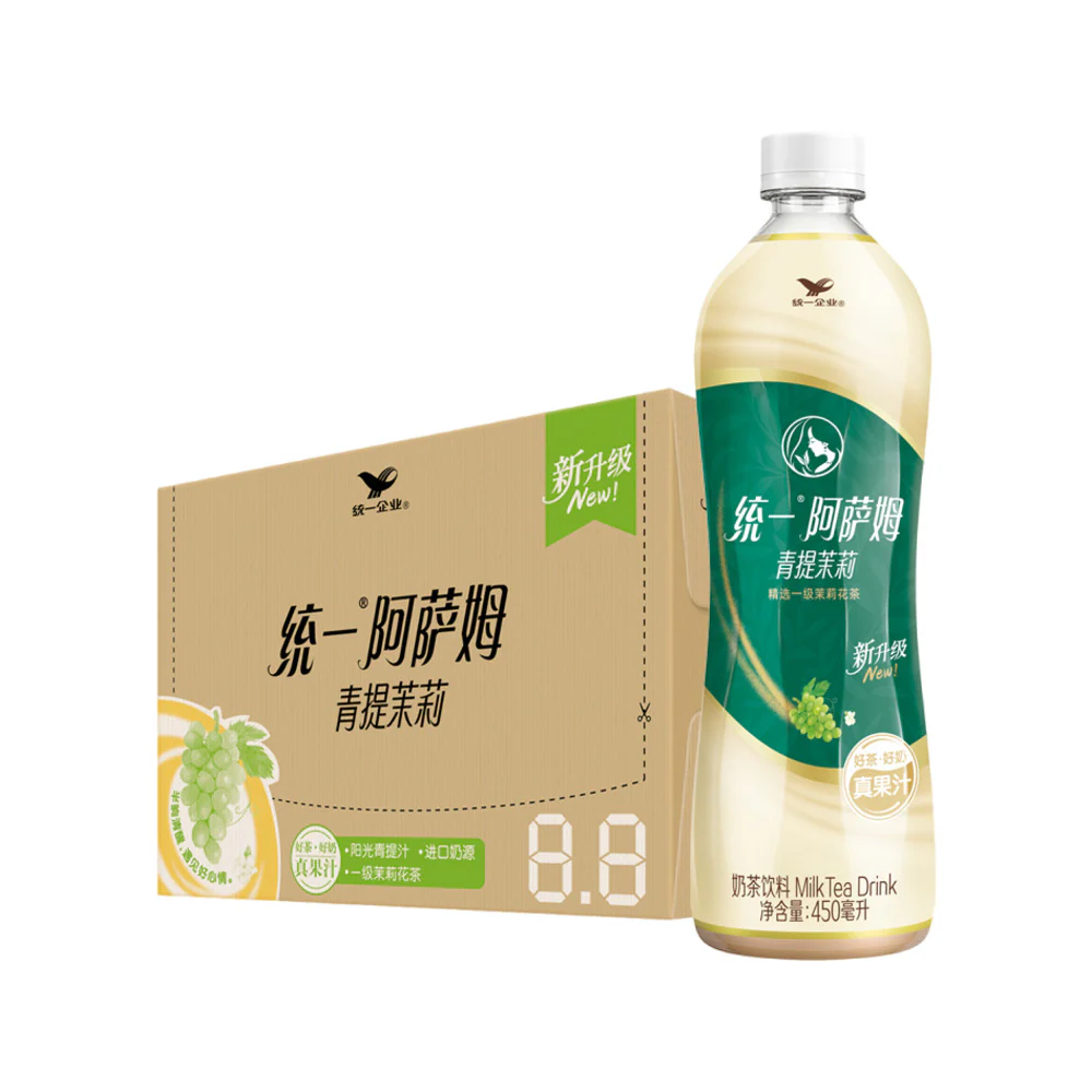 Uni-President Assam Milk Tea – Green Grape Jasmine 450ml x 15 Bottles - Ready-to-Drink Bottled Milk Tea