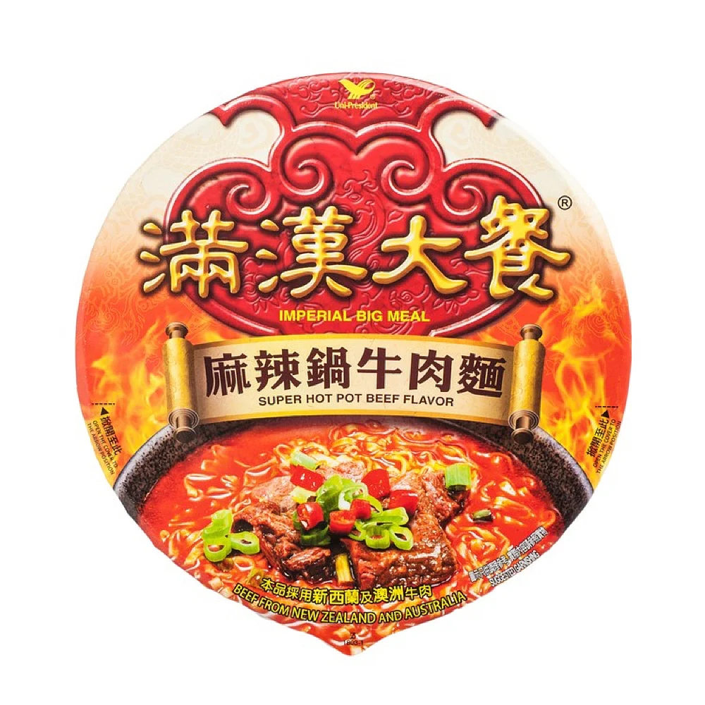 Uni-President Imperial Big Meal Super Hot Pot Beef Flavor Instant Noodles - 204g - Image 3