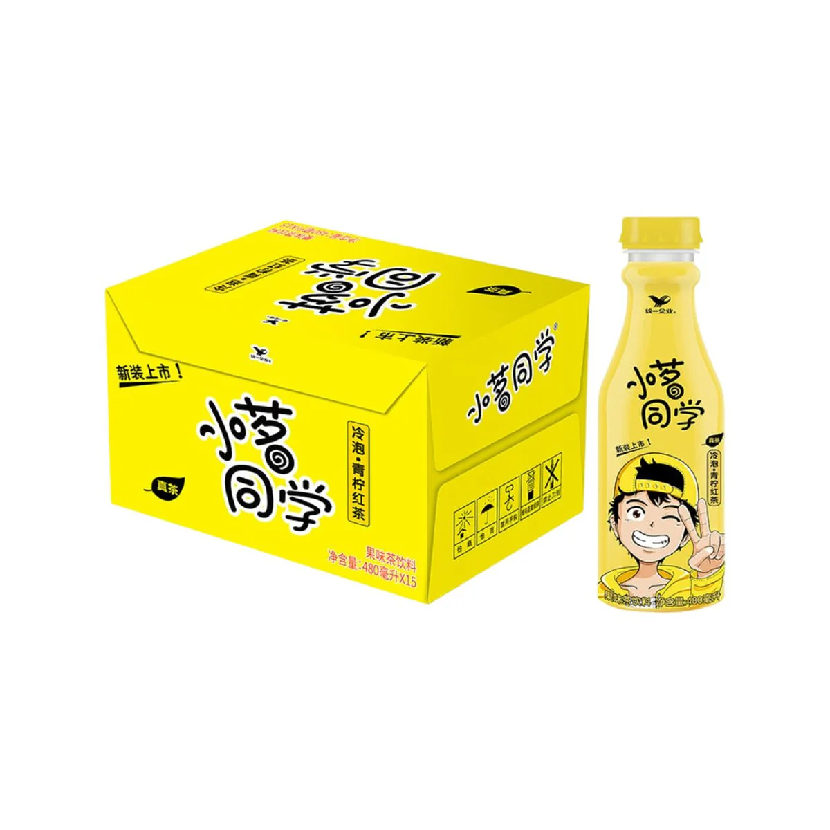 Uni-President Xiaoming Tongxue Cold Brew Lime Black Tea 480ml x 15 Bottles - Ready-to-Drink Bottled Tea