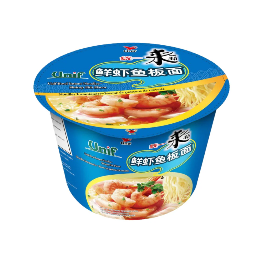 Unif Lai Yi Tong Shrimp & Fish Cake Instant Bowl Noodles 108g x 12 - Image 2