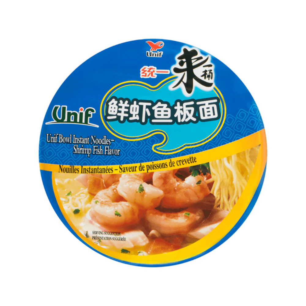 Unif Lai Yi Tong Shrimp & Fish Cake Instant Bowl Noodles 108g x 12 - Image 3