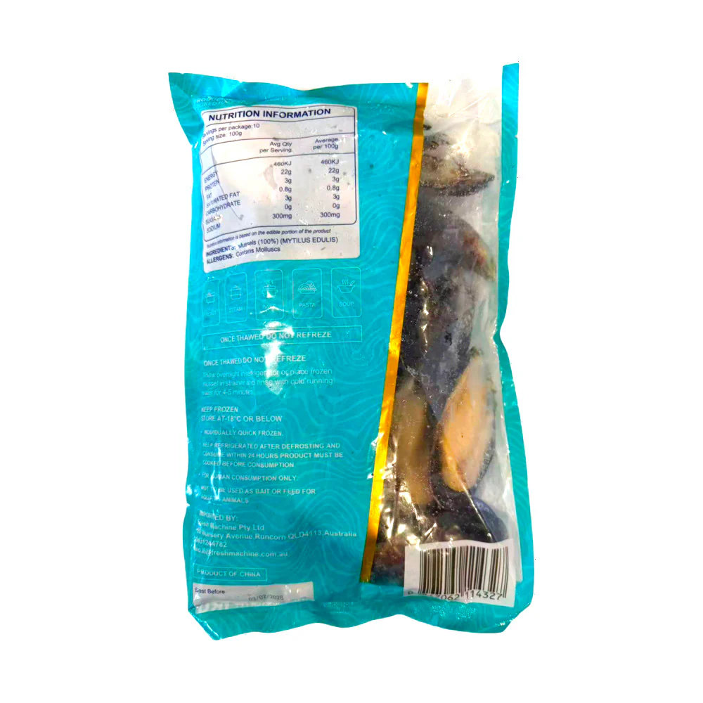 United Oriental Frozen Cooked Half Shell Mussels 1kg - Image 2