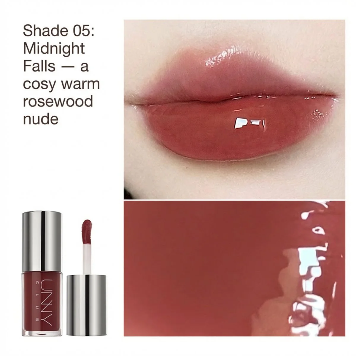 UNNY CLUB Nourishing Lip Serum Gloss 5ml - Hydrating, Non-Sticky Shine - Multiple Shades