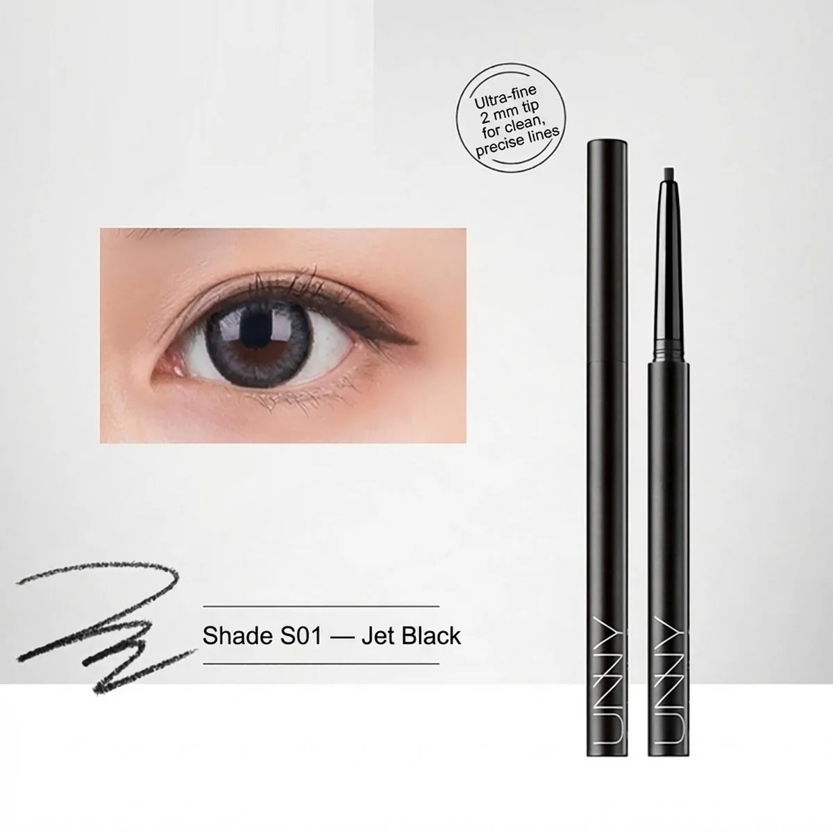 Unny Precision Color Eyeliner Gel Pen - Enchanting Black S01, 0.05g