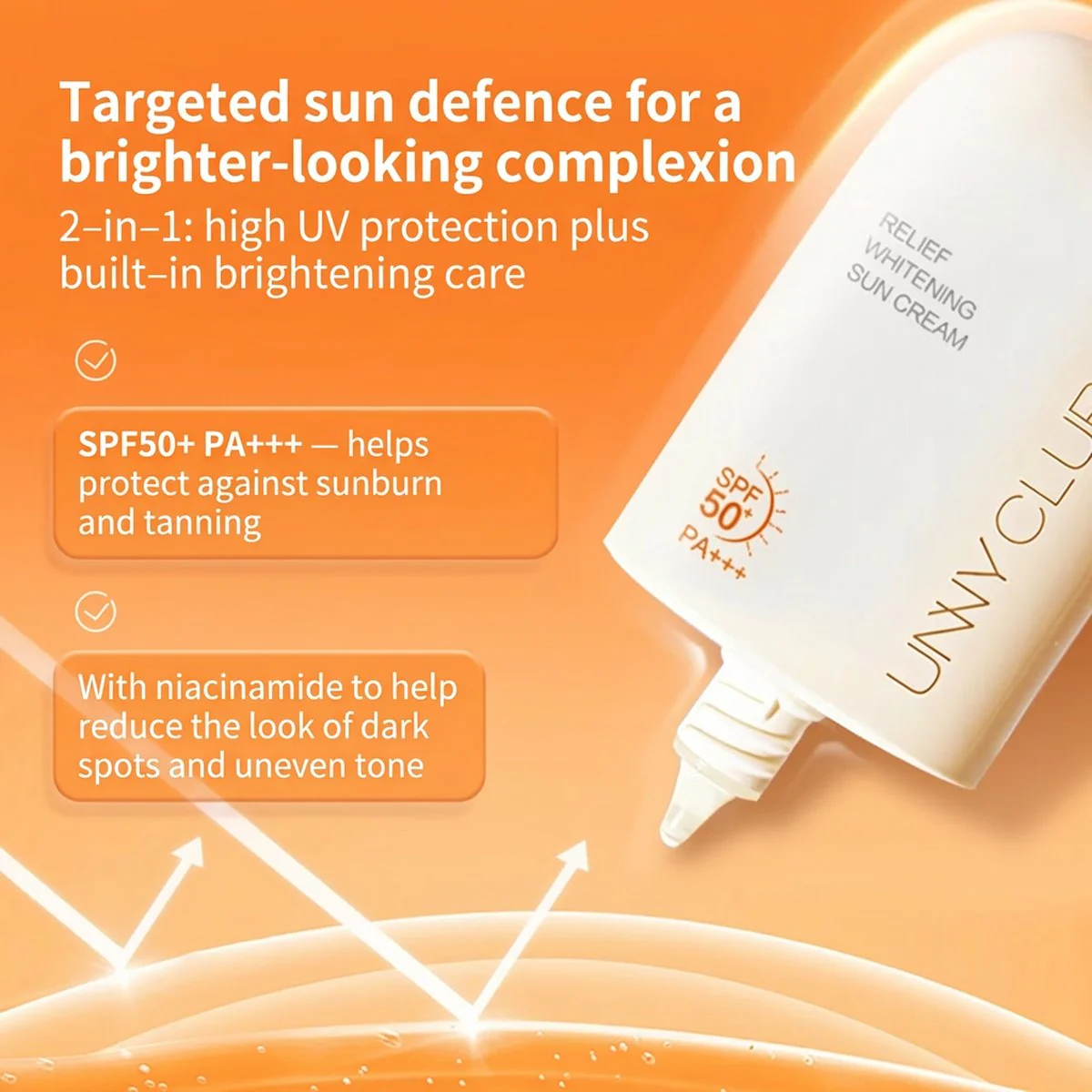 Unny Relief Whitening Sun Cream SPF50 PA+++ - 50ml - Image 4
