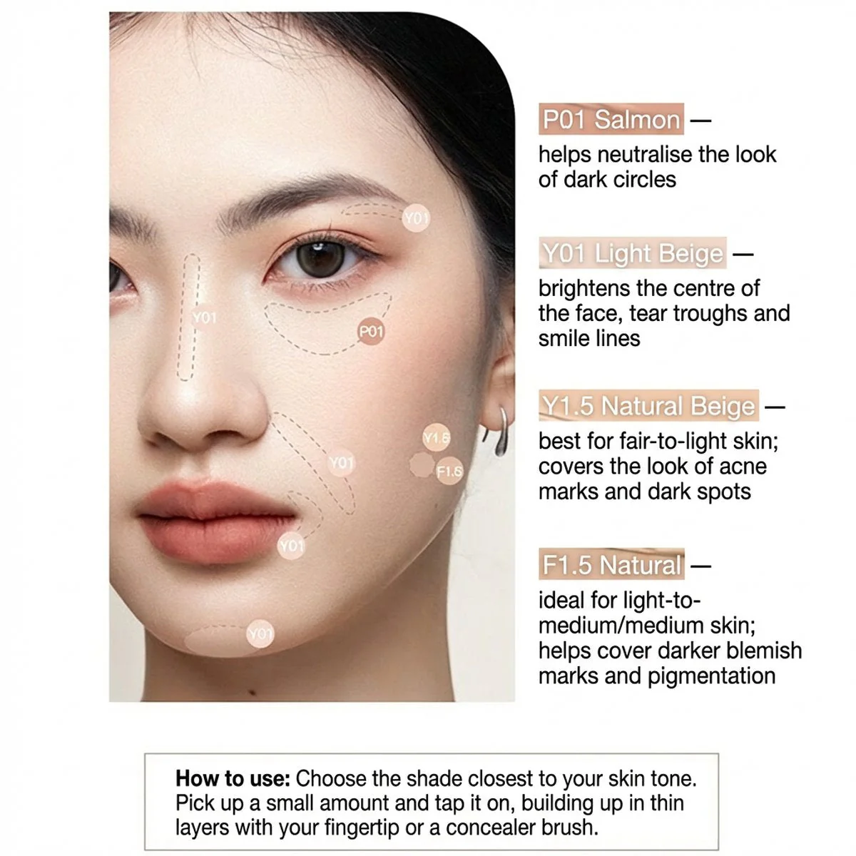 Unny Smooth Flawless Concealer Y01 Light Beige - 8.5g - Image 3