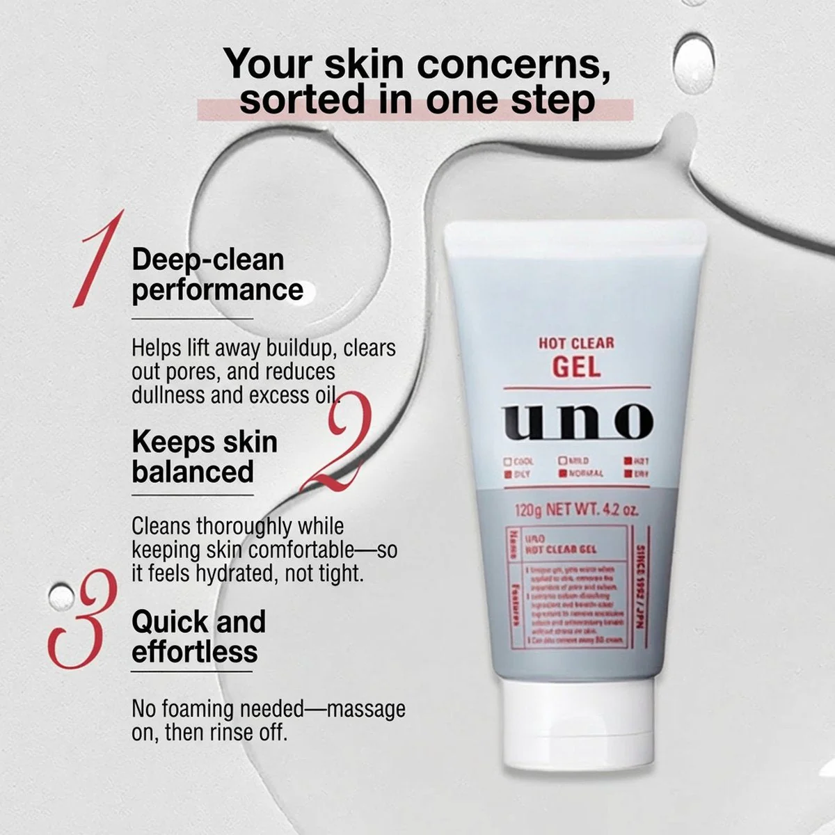 UNO Hot Clear Gel Face Wash for Men - 120g - Image 2