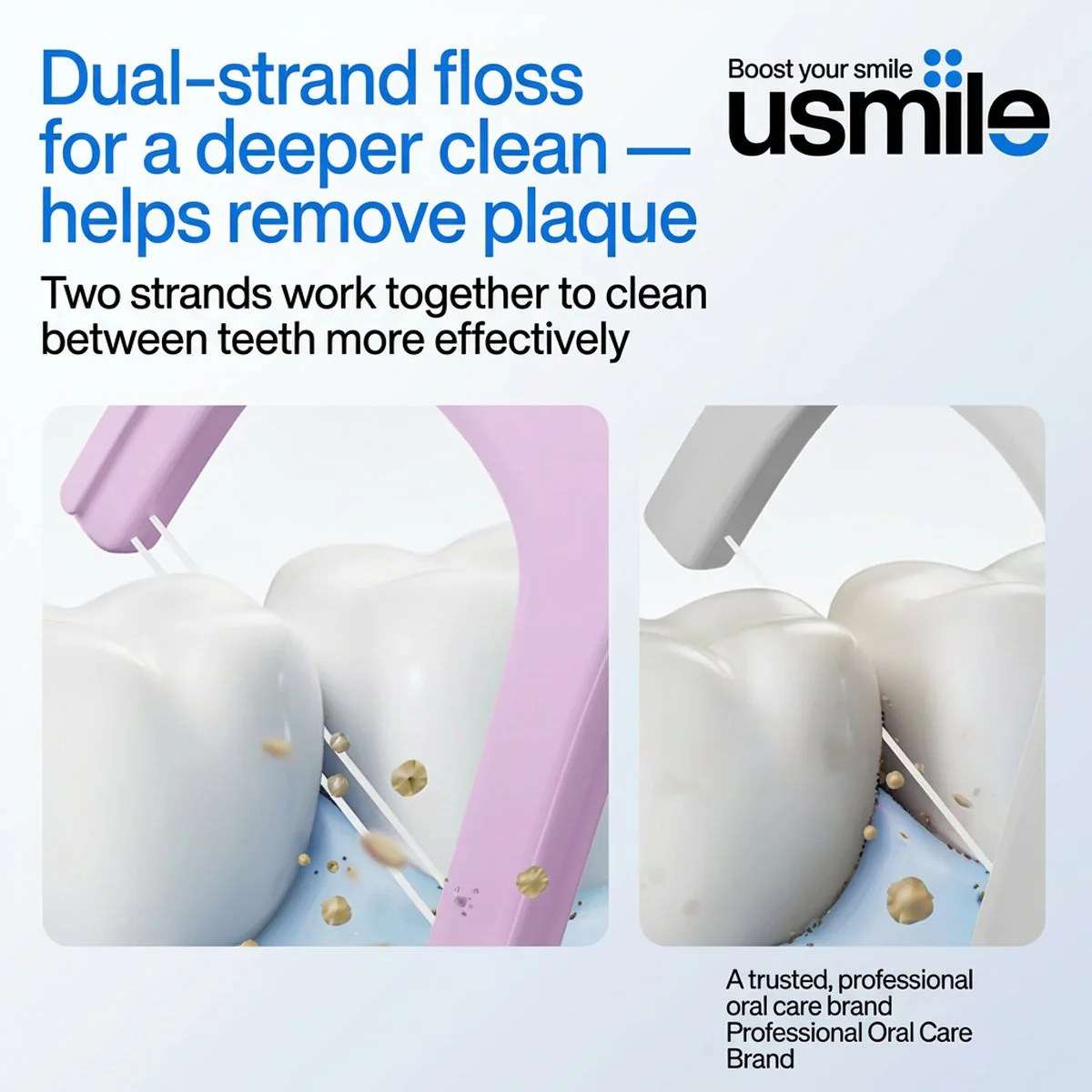 usmile Freshening Twin-Line Mint Dental Floss Picks - 200 Count - Image 4