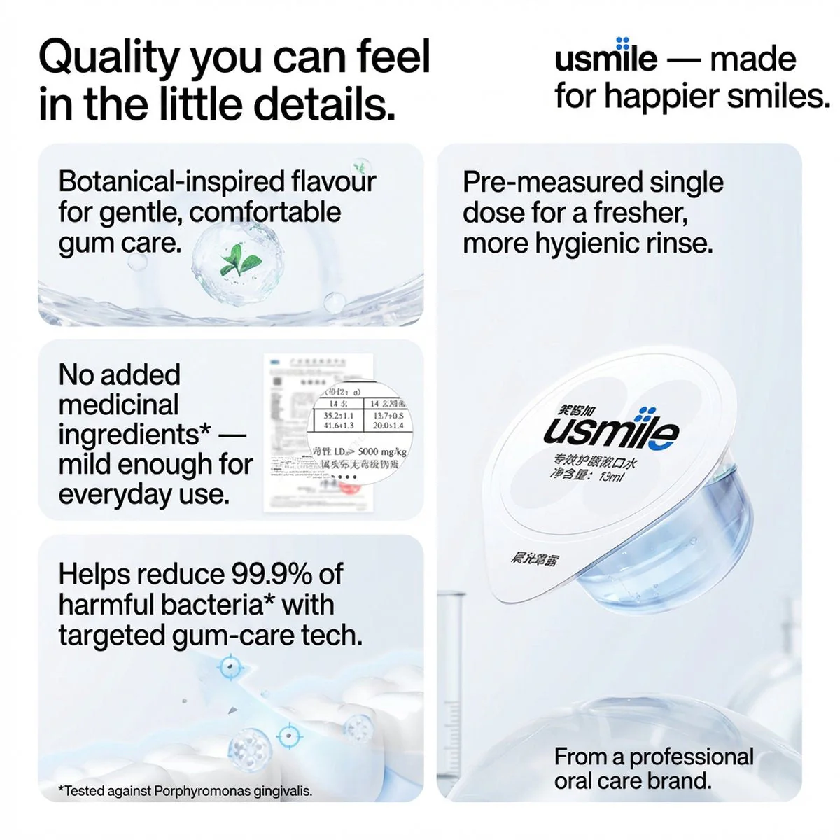 Usmile Gum Care Mouthwash Morning Herb Dew - 13ml x 20 Capsules - Image 4