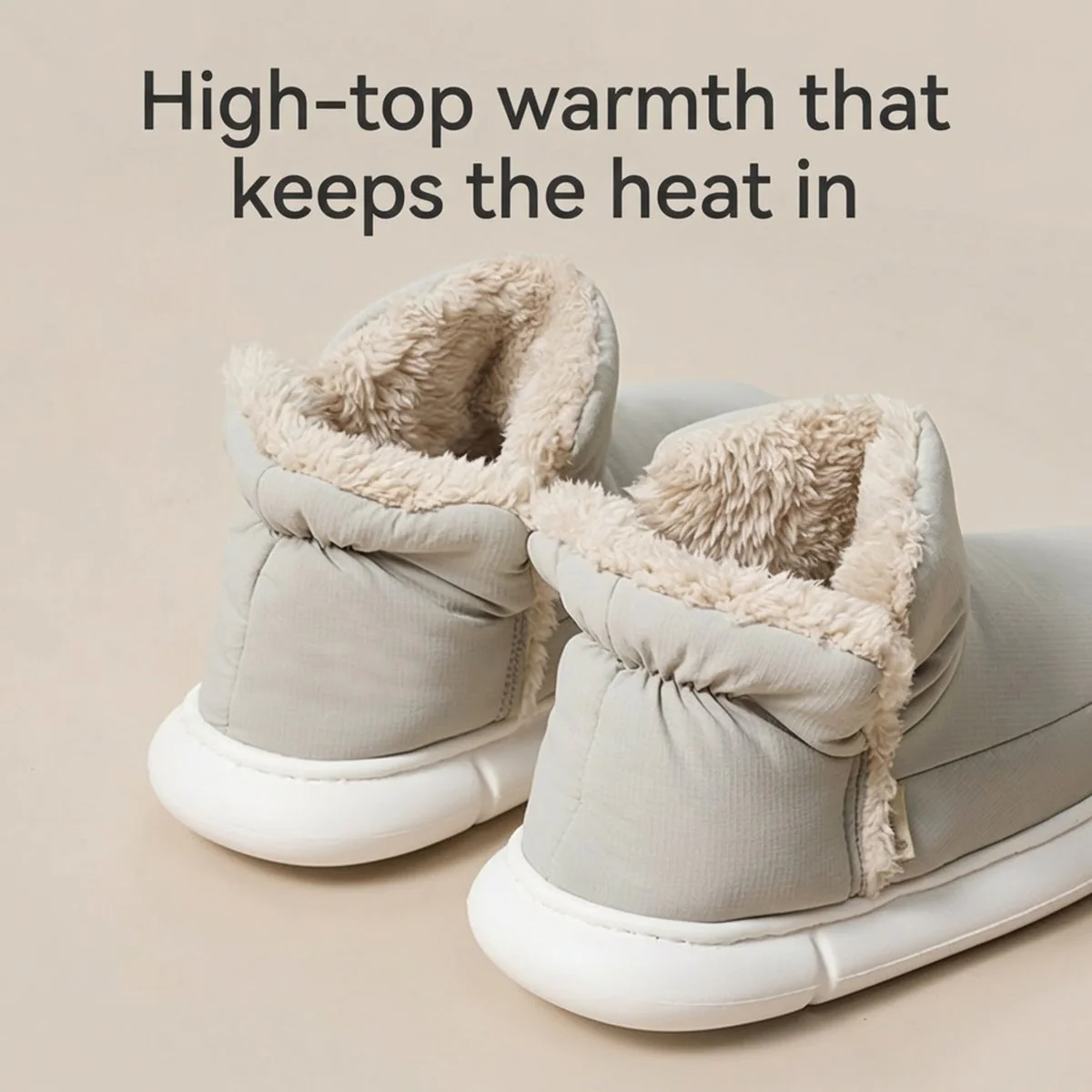 UTUNE High-Top Cotton Indoor Slippers - Meteor Gray, Size 40-41 - Image 4