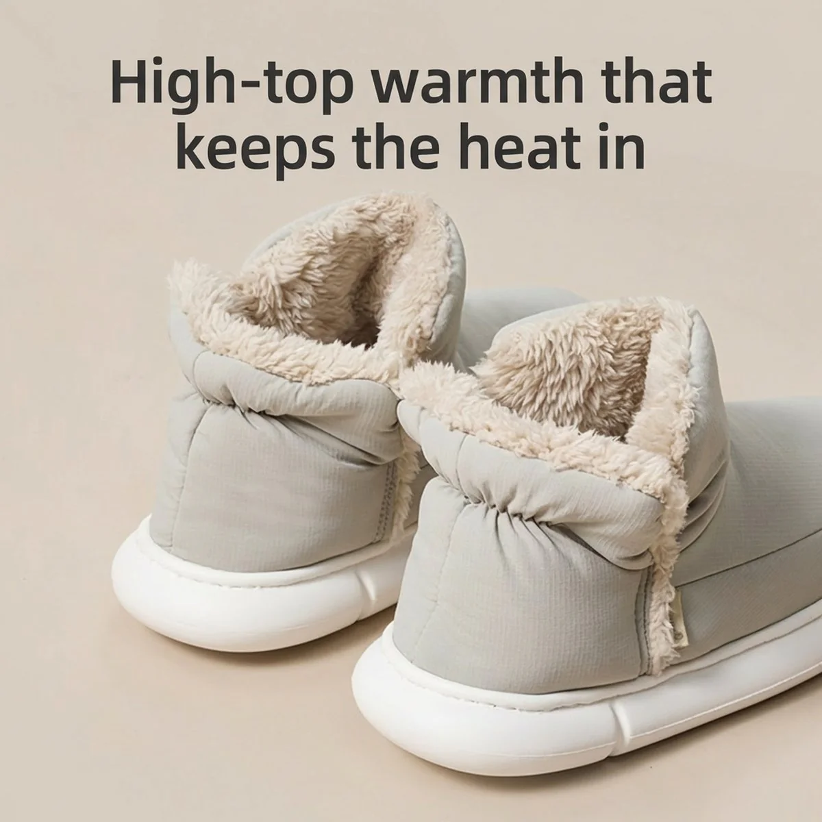 UTUNE High-Top Warm Cotton Slippers - Meteorite Gray, Sizes 44-45 - Image 4