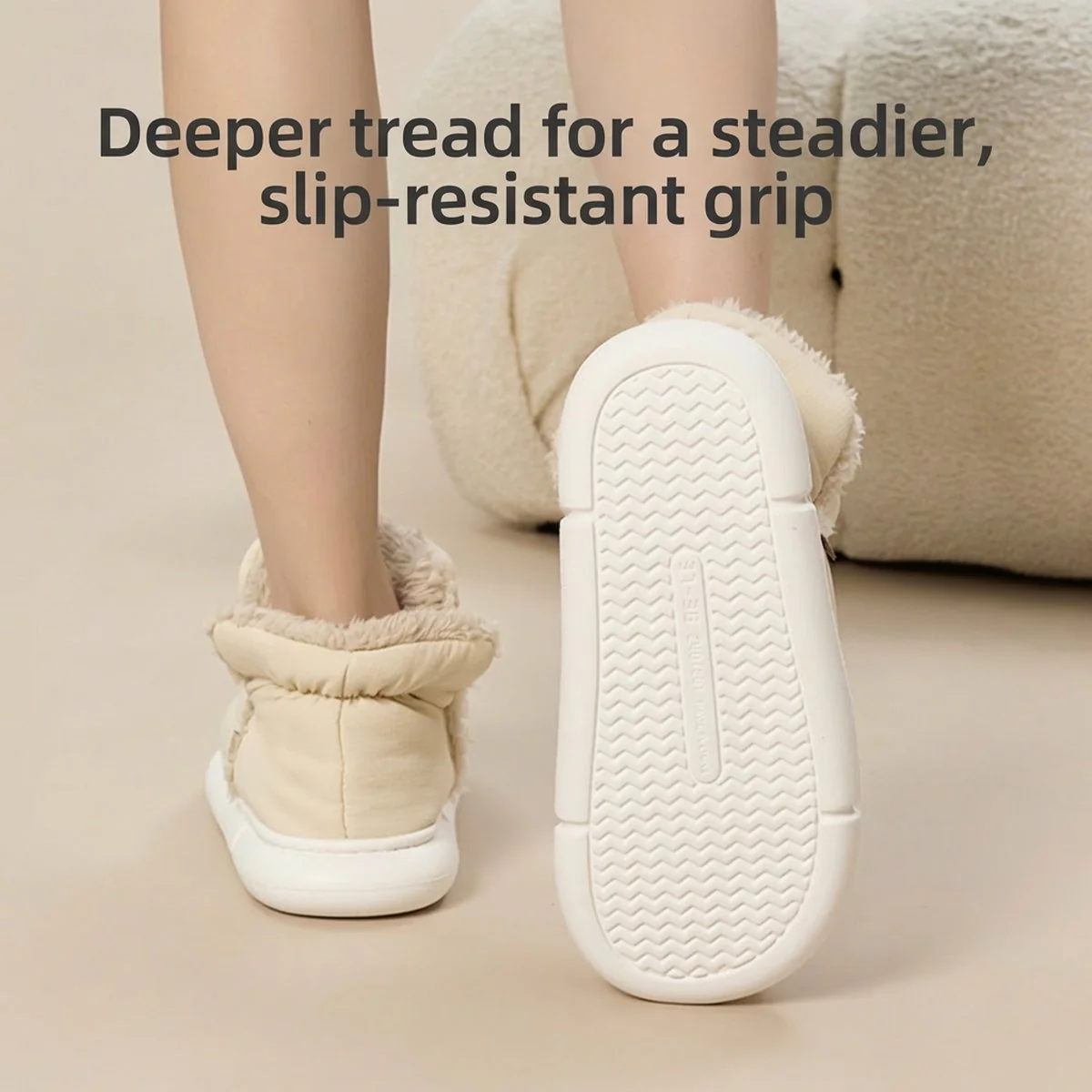 UTUNE High-Top Warm Cotton Slippers - Meteorite Gray, Sizes 44-45 - Image 5