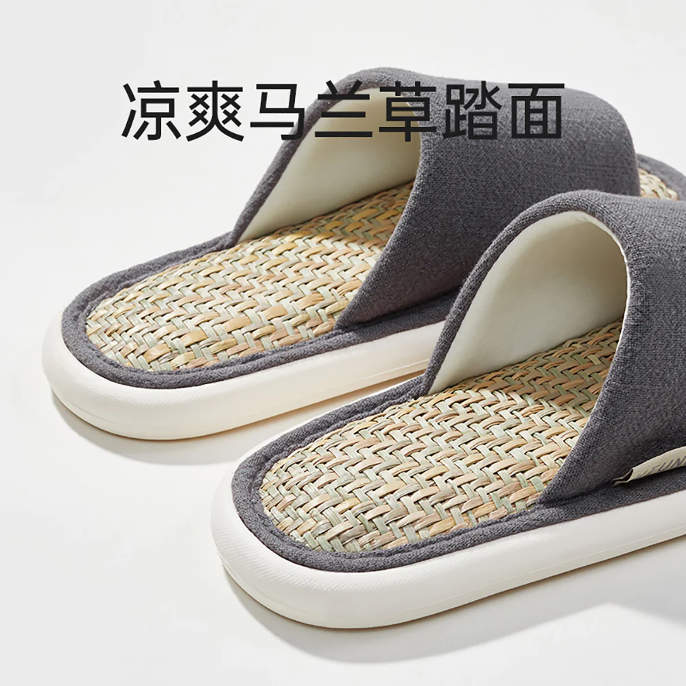UTUNE Men's Open-Toe Linen Slippers - Dark Gray, Size 42-43 - Image 2