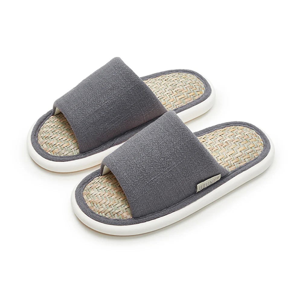 UTUNE Men's Open-Toe Linen Slippers - Dark Gray, Size 42-43 - Image 5