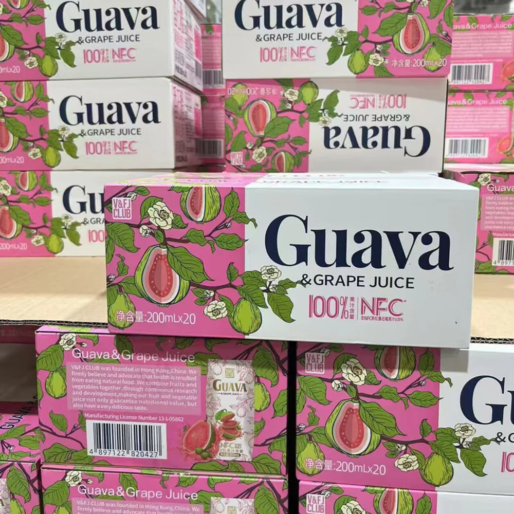 V&FJ CLUB Pink Guava & Grape Juice 200ml x 20 - Limited Import - Image 3