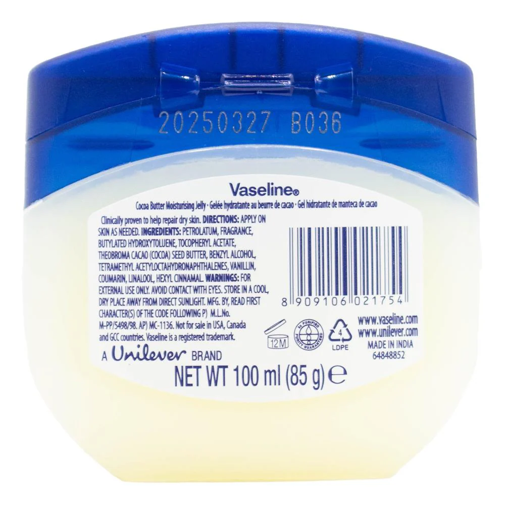 Vaseline Cocoa Butter Moisturising Jelly 100ml - Image 2