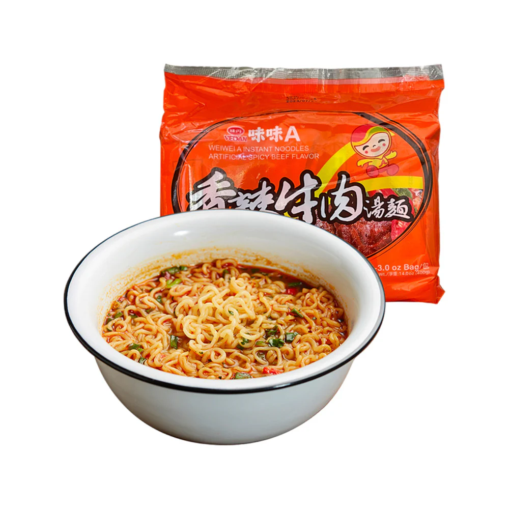 Vedan Wei Wei Instant Noodles Spicy Beef Flavor - 5 Pack, 80g Each - Image 3