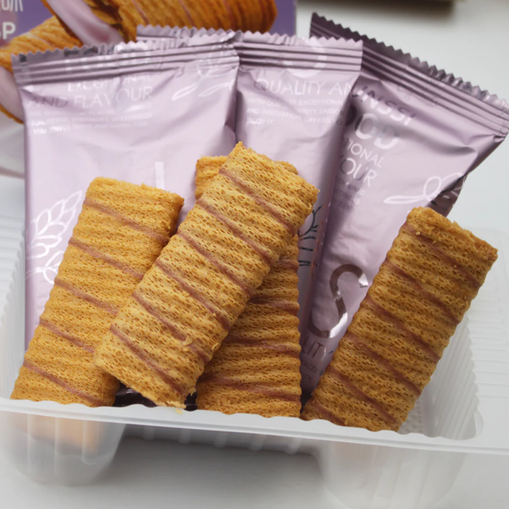 Vina Filled Egg Crisp Taro Milk Flavor - 100g - Image 3