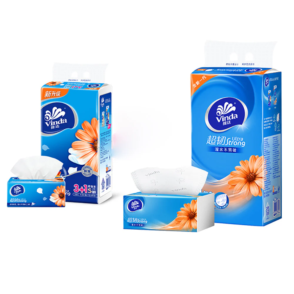 Vinda 3-Ply Facial Tissues - 120 Sheets x 4 Packs - Image 2