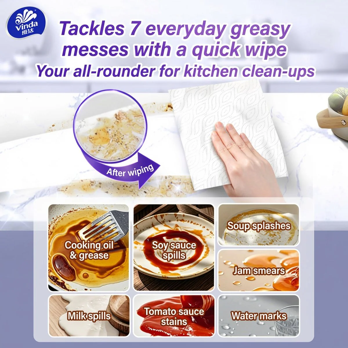 Vinda Kitchen Towel Tissues XL, 4-Ply — 60 Sheets x 4 Packs - Image 2