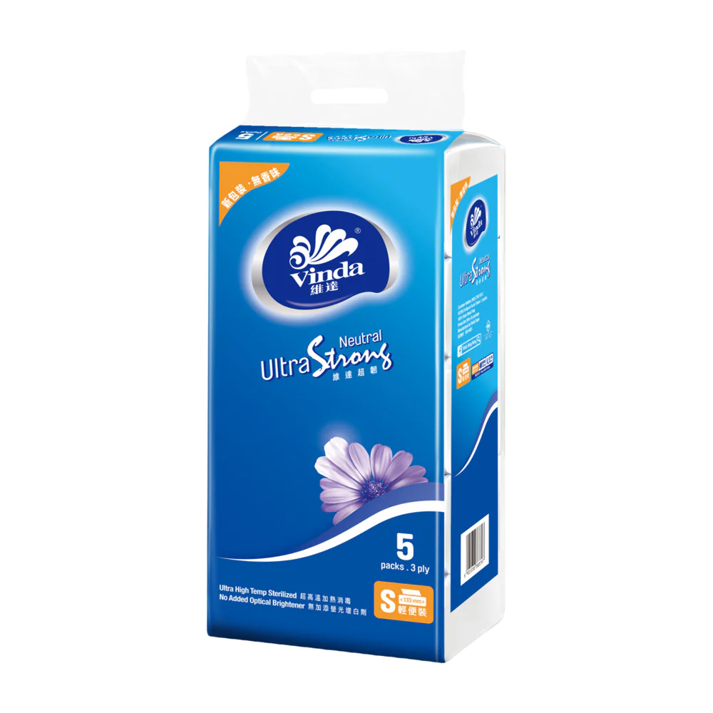 Vinda Ultra Strong Soft Pack Facial Tissues, 3-Ply, Fragrance-Free - 110 Sheets x 5 Packs - Image 2