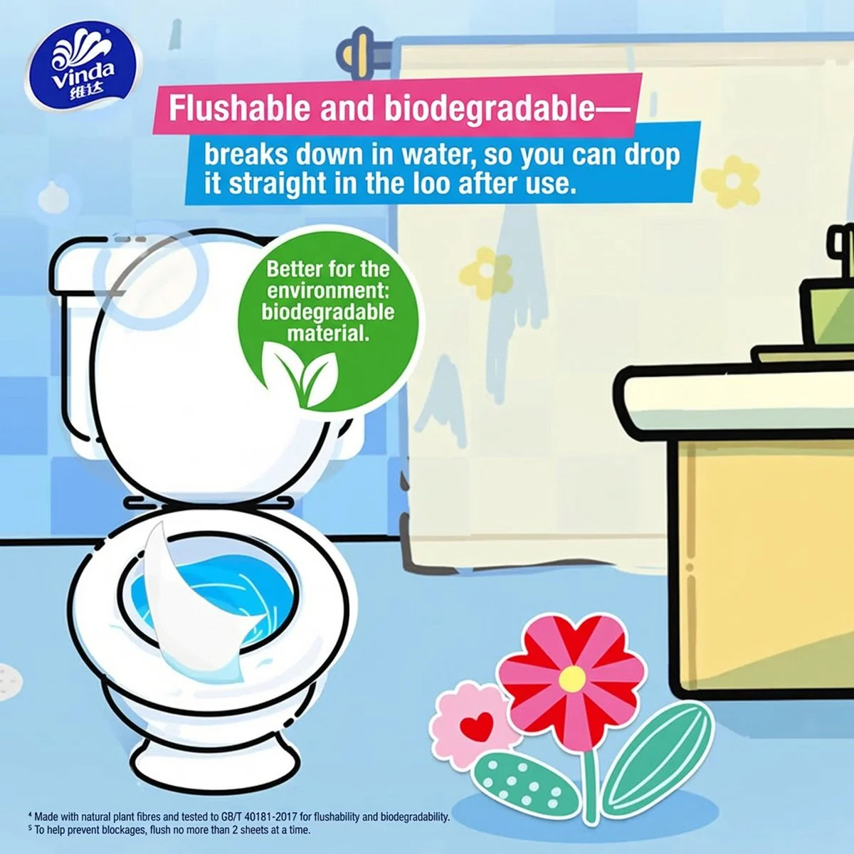 Vinda Wet Toilet Wipes – Alcohol‑Free & Fragrance‑Free, 60 Sheets x 3 - Image 5