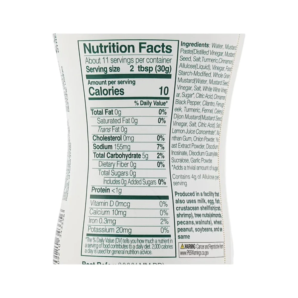 Vivid Kitchen Low Calorie Mustard Sauce 320g – Sugar Free, 10 Calories per Serving - Image 4