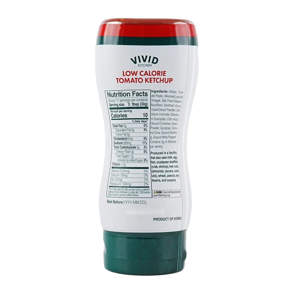 Vivid Kitchen Low Calorie Tomato Ketchup 320g - Reduced Sugar Tomato Sauce - Image 3