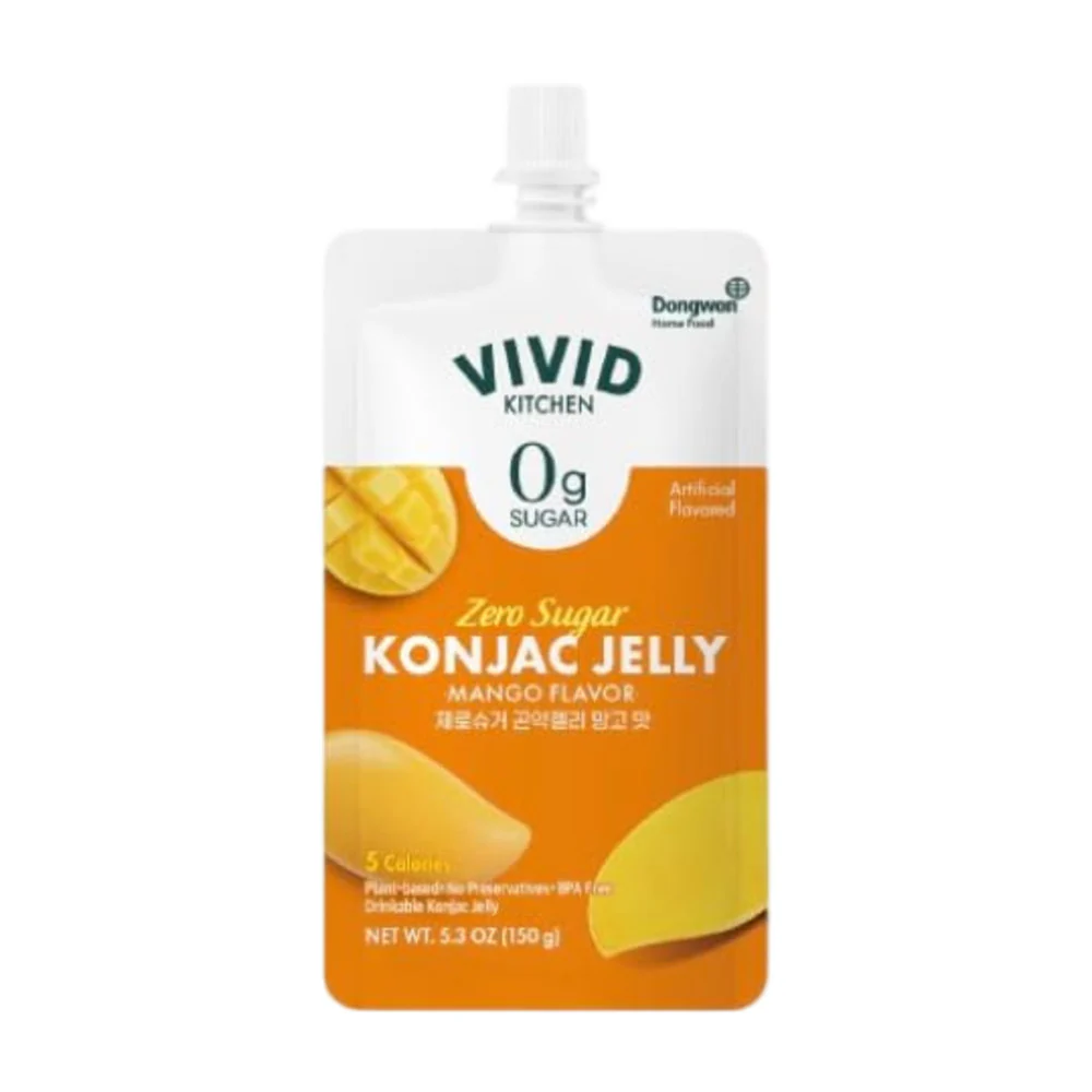 Vivid Kitchen Zero Sugar Konjac Jelly Mango Flavour 150g - Low Calorie Drinkable Konjac Jelly Pouch - Image 2